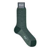 Birdseye Cotton Linen Short Socks in Green