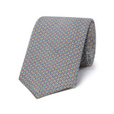 Miniature Linked Motif Twill Silk Tie in Sage Green