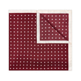 Contrast Edge Polka Dot Silk Twill Pocket Square in Burgundy