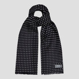 Fringed Silk Spot Scarf in Black