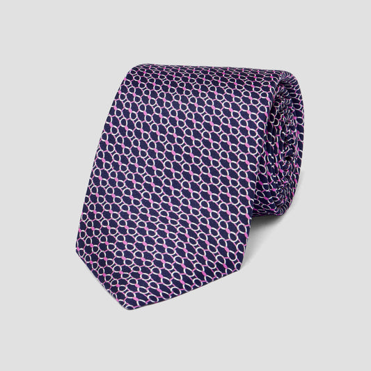 Imperial Chain Foulard Tie in Navy
