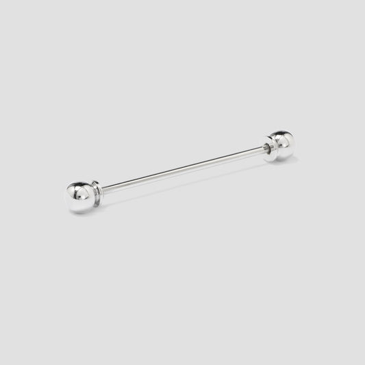 Rhodium Ball End Collar Pin in Silver