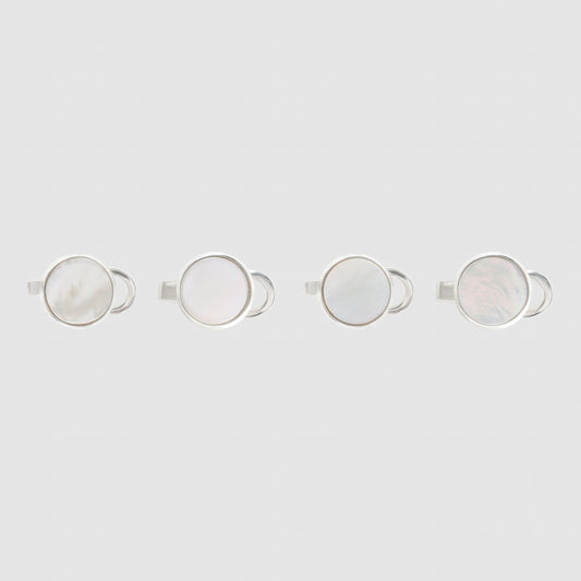 Round Sterling Silver and Mother of Pearl Dress Studs