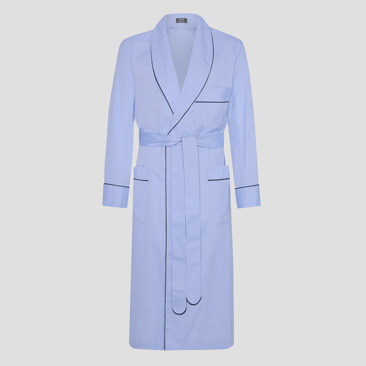 Sky Blue Oxford Gown with Navy Piping