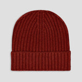 Scottish Cashmere Ribbed Beanie Hat in Brunette