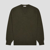Scottish Cashmere V Neck Sweater in Loden Green