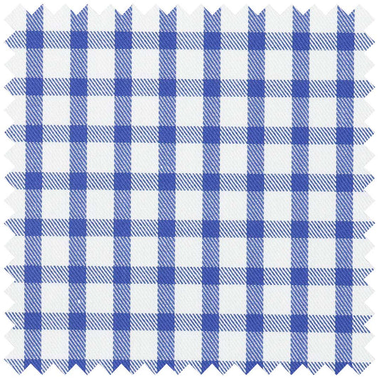 Royal Blue and White Cotton Twill Check