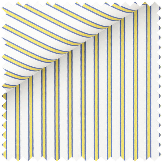Yellow with blue edge stripe poplin