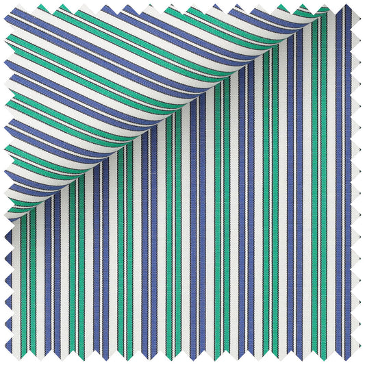 Navy and green double stripe poplin