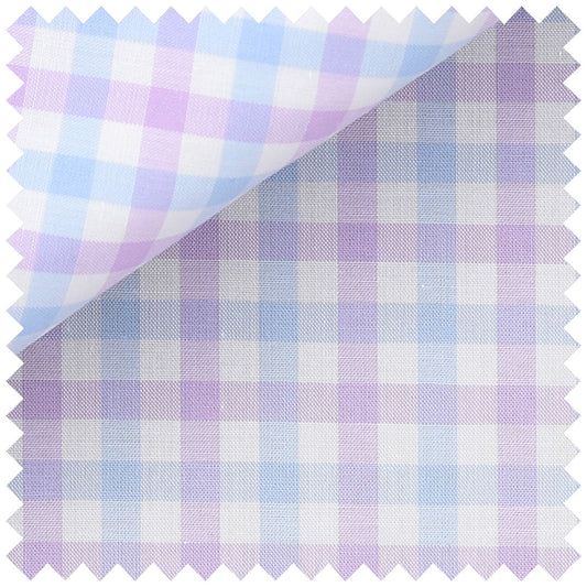 Multi Coloured Gingham Check in Sky Blue and Lilac