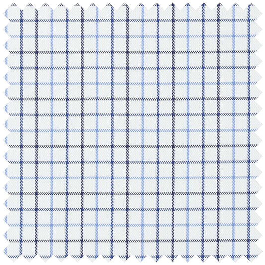 Blue black tattersall effect cotton twill check
