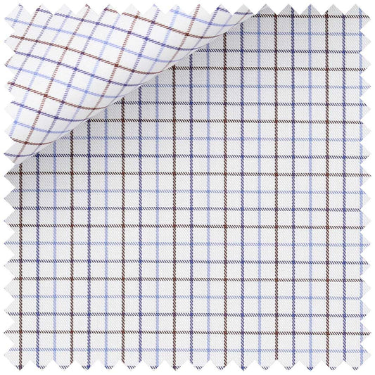 Tattersall effect blue and brown check 