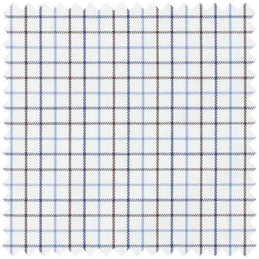 Tattersall effect blue and brown check 