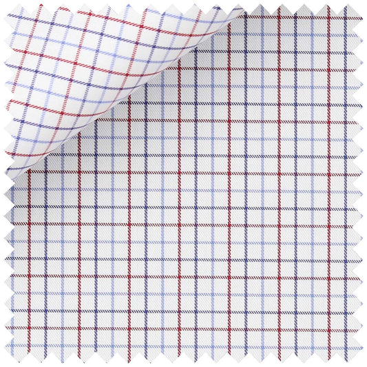Tattersall effect blue and red cotton check