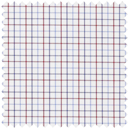 Tattersall effect blue and red cotton check