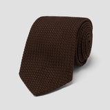 Plain Silk Grenadine Tie in Chocolate Brown