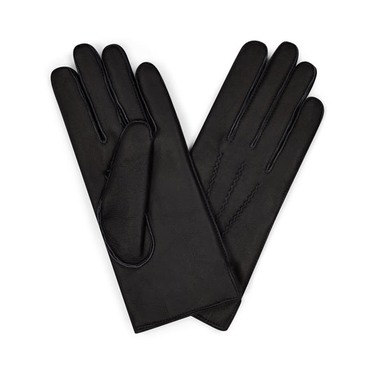 Lambskin Shearling Gloves in Black