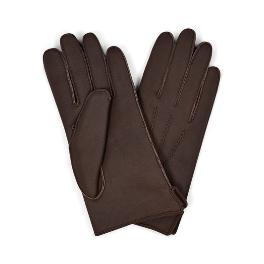 Lambskin Shearling Gloves in Dark Brown