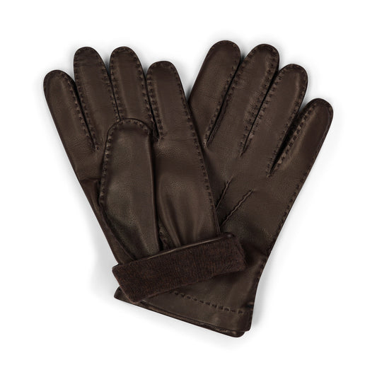 Nappa Gloves with Cashmere Lining in Dark Brown