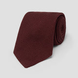 Plain Silk Piccola Grenadine Tie in Burgundy