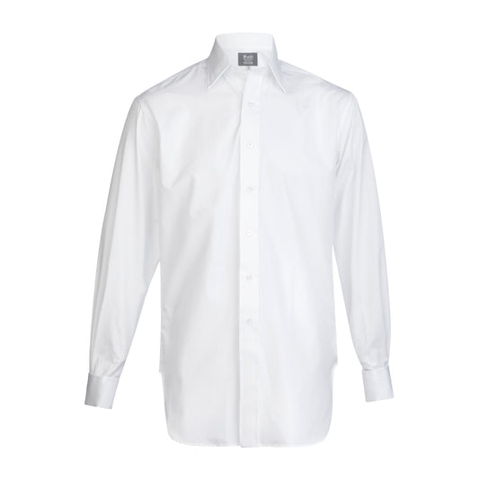Tailored Fit Plain Poplin Double Cuff Shirt in White