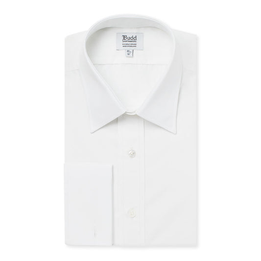 Classic Fit Plain Poplin Double Cuff Shirt in White