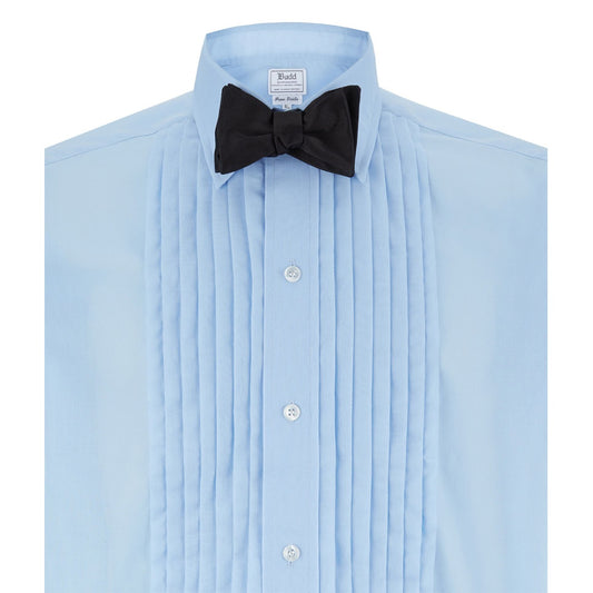 Classic Fit Pleated Voile Double Cuff Dress Shirt in Blue Collar