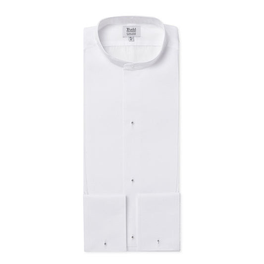 Classic Fit Plain Marcella Double Cuff Semi-Stiff Neckband Dress Shirt in White