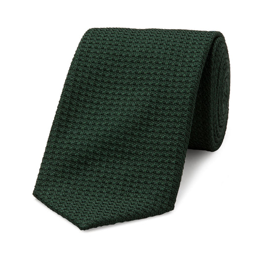 Plain Silk Grenadine Tie in Dark Green