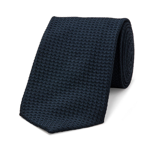 Plain Silk Grenadine Tie in Navy
