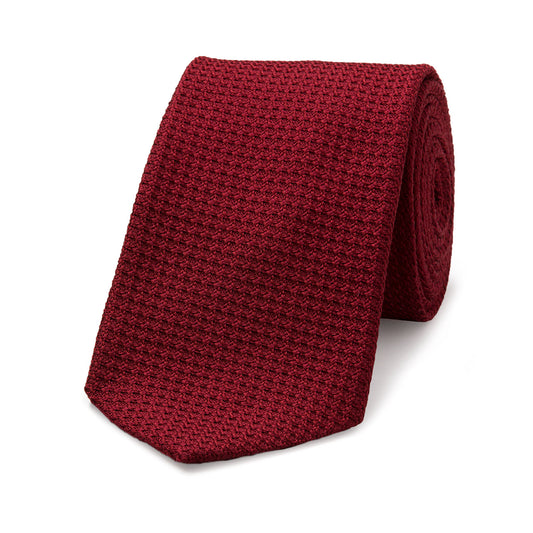 Plain Silk Grenadine Tie in Red