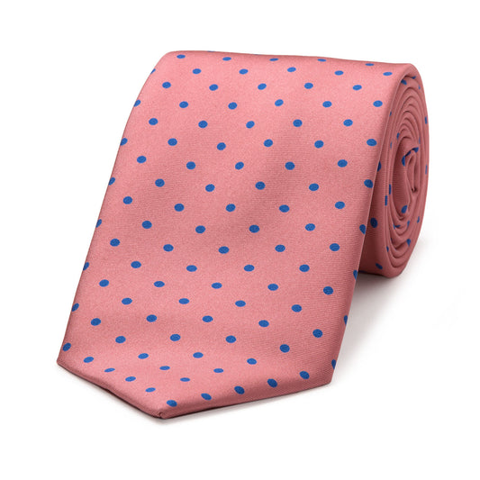 Medium Spot Silk Tie in Pink and Blue