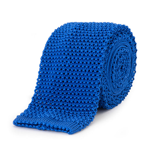 Plain Silk Knitted Tie in Royal Blue