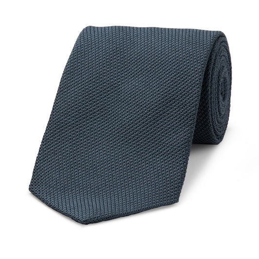 Plain Silk Piccola Grenadine Tie in Airforce Blue