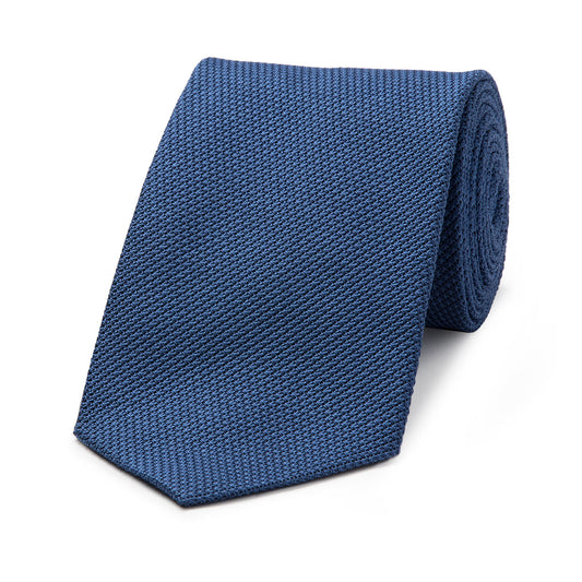 Plain Silk Piccola Grenadine Tie in Bright Blue