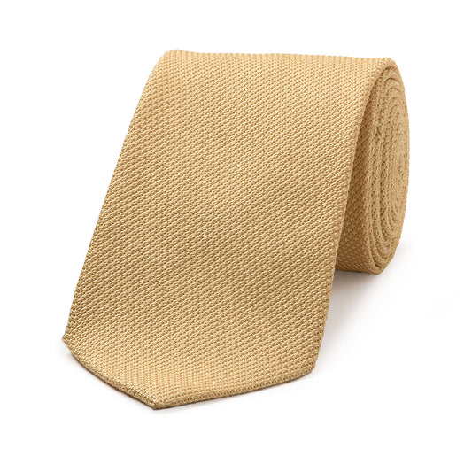 Plain Silk Piccola Grenadine Tie in Gold