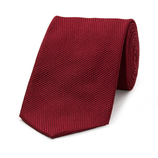 Plain Silk Piccola Grenadine Tie in Red