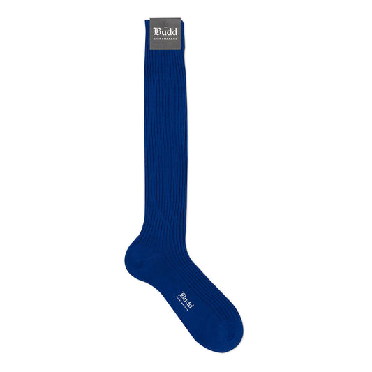 Plain Cotton Long Socks in Electric Blue