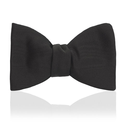 Plain Moire Self Tie Bow in Black