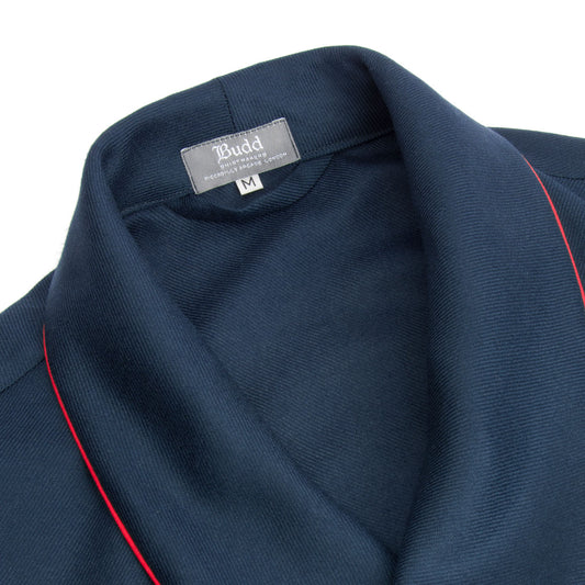 Plain Wool Dressing Gown in Navy