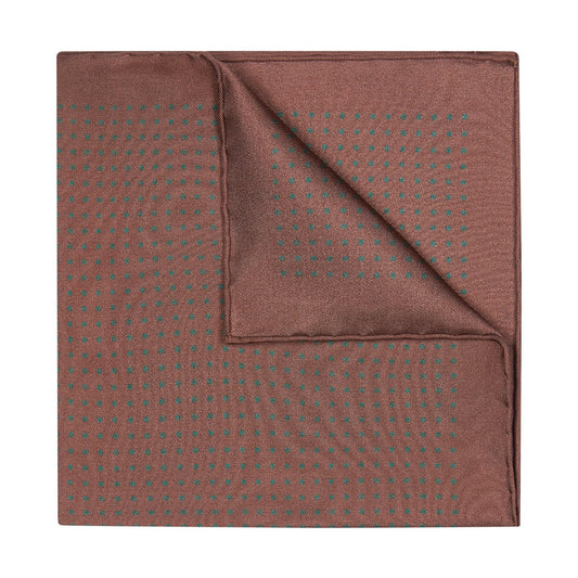 Spot Silk Pocket Square in Green and Brown