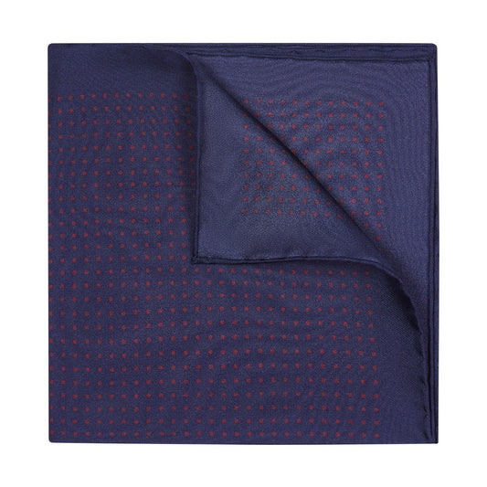 Spot Silk Pocket Square in Navy and Wine