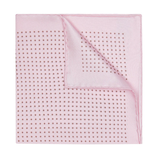 Spot Silk Pocket Square in Pink and Brown