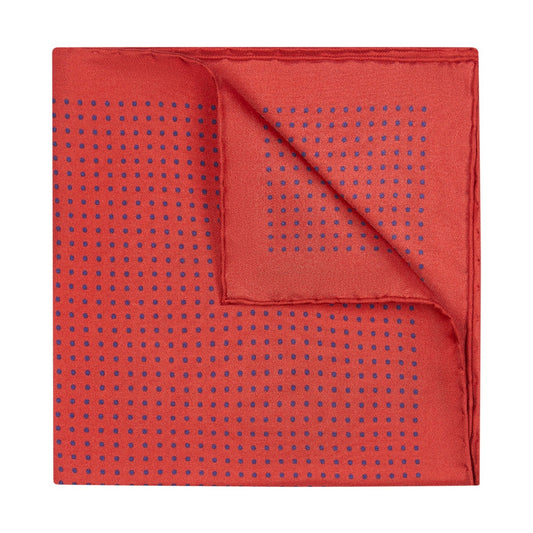 Spot Silk Pocket Square in Red and Navy