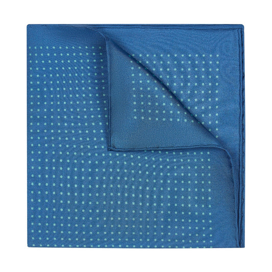 Spot Silk Pocket Square in Blue and Teal