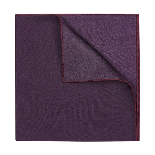 Plain Silk Pocket Square with Contrast Edge in Wine and Plum