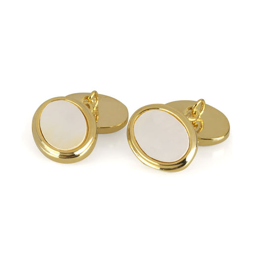 Plain Mother of Pearl and Gilt Cufflinks