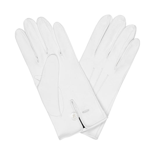 Plain Leather Gloves in White