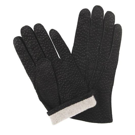 Buffed Hogskin Cashmere Lined Gloves in Black
