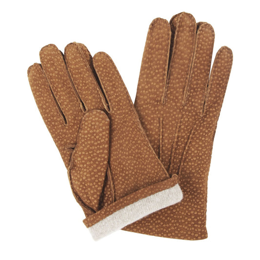 Buffed Hogskin Cashmere Lined Gloves in Tan